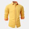 Fashion Shirt Spring Autumn Solid Color Splicing Contrasting Color Casual Long Sleeved Men's Shirts (men’s)