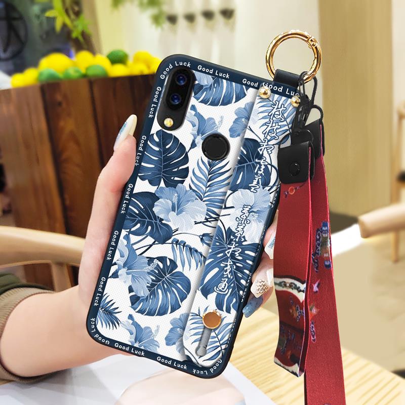 Shockproof Wrist Strap Phone Case For UMIDIGI Power Elderly Lady Protective Soft Case Kickstand Chinese Style Lanyard