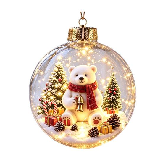Unique Christmas Gift Ideas Glowing Ball Ornaments, 3D LED Lighted Acrylic Hanging Light-up Holiday Keepsakes Balls for Tree Mantel Window, Home Decor