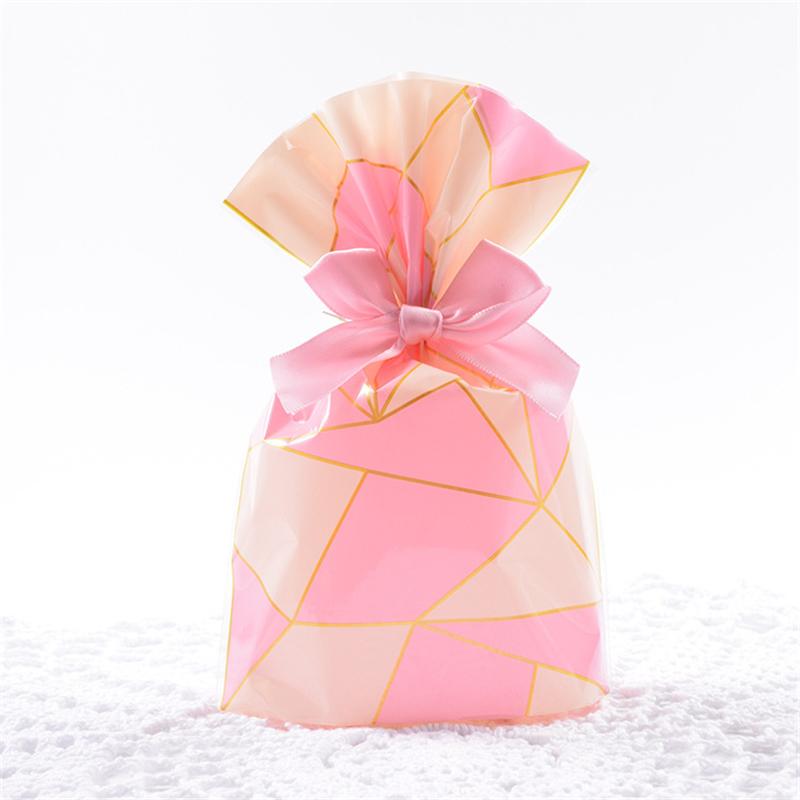 50Pcs 14x20cm Striped Baked Biscuit Bundle Pocket Candy Nougat Packaging Party Decor Gift Bags (No Ribbon)
