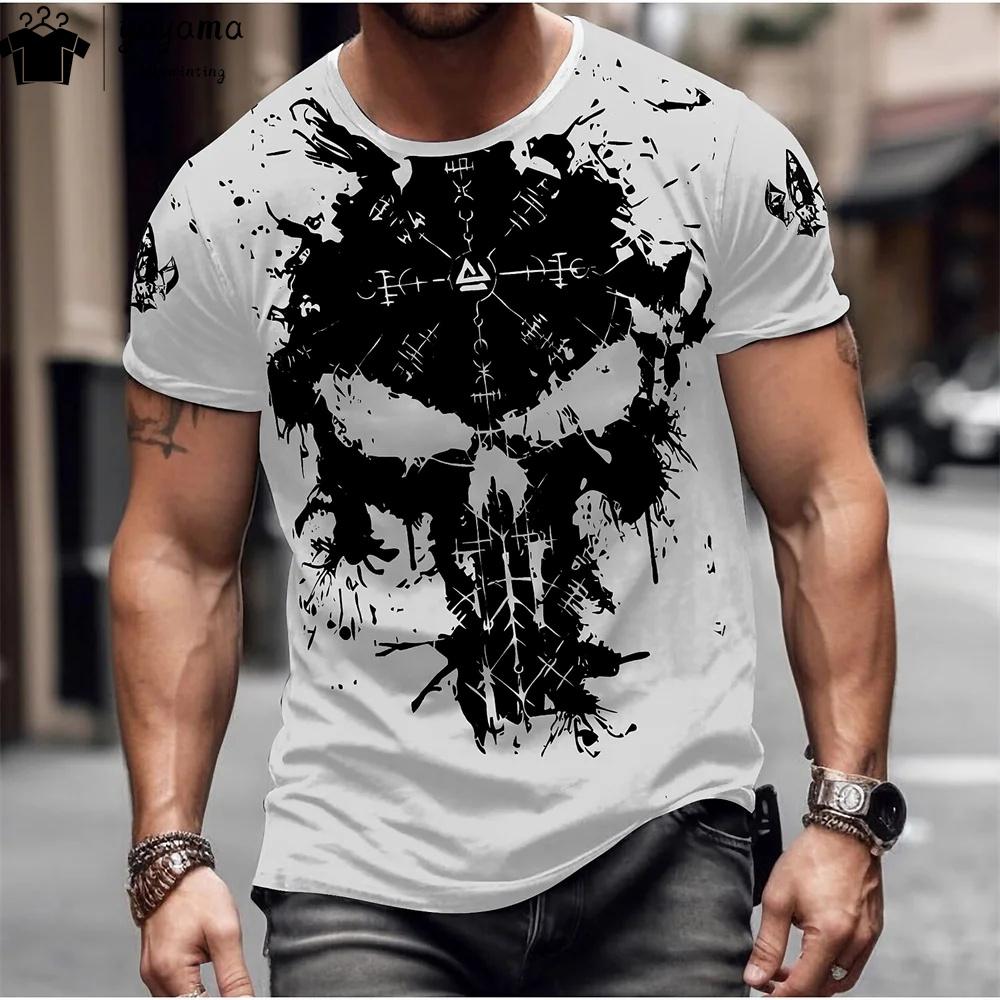 Red Skull Print T-shirt Punk Style Unisex's Clothing Gothic Design Skull Graphic T Shirts Unisex's Short Sleeve Tee Skull T-shirt Tops