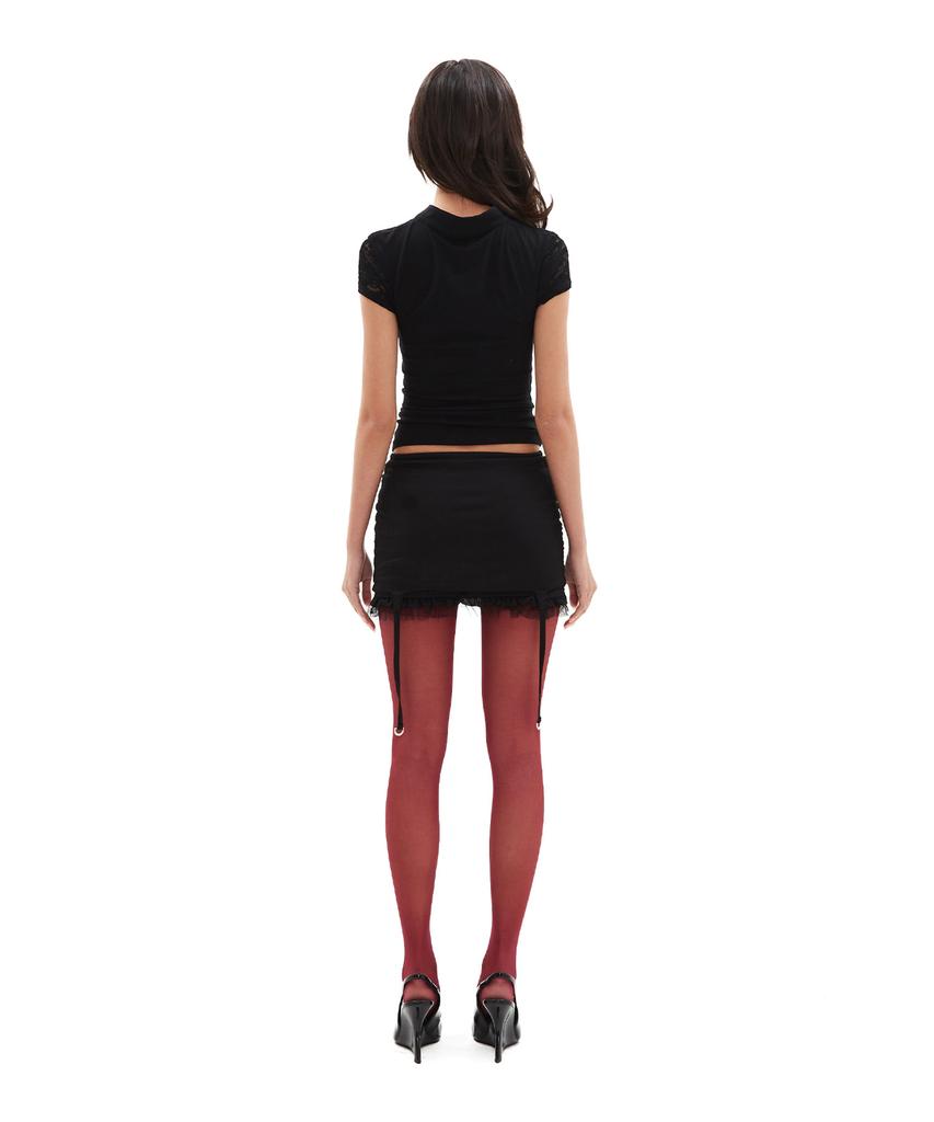 Hilda Tie-Neck Lace Slim Tee [Black]