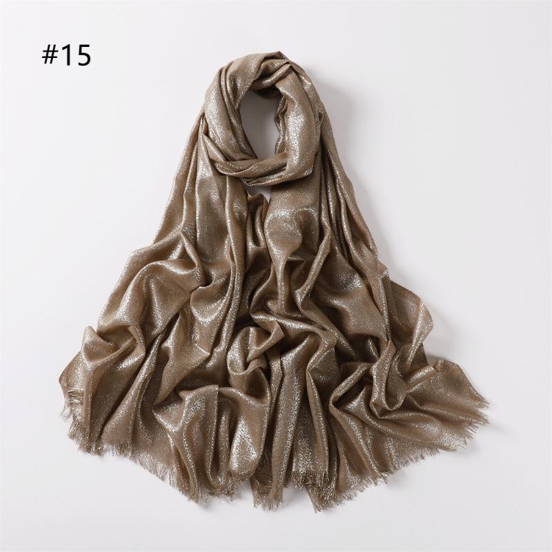 Spring and summer new solid color long scarf human cotton gold silk silver silk scarf women's monochrome long headscarf shawl