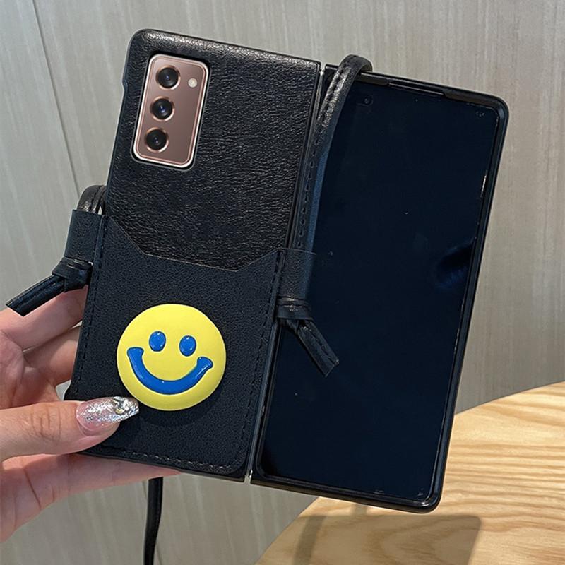 Cute Cartoon Bear Crossbody Leather Phone Case For Samsung Z Fold 3 Z Fold 2 5g Z Fold 4 W21 W22 Card Pocket Phone Cover Funda