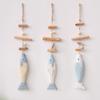 Small Fish Pendant with Hemp Rope Easy To Hang No Drilling Handmade Solid Wood Coastal Style Wall Ornament