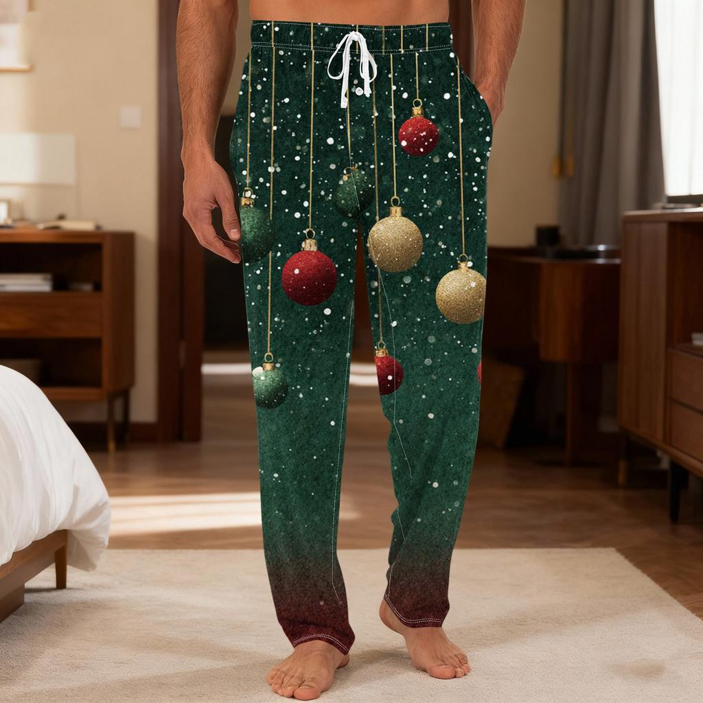 Herre Ensfargede Strikkede Ensfargede Lomme Fritidsbukser Hjem Pyjamasbukser