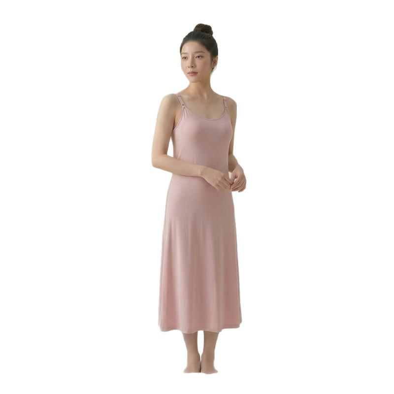 Robe de nuit de maternité sans coutures en modal Printemps/Été: Robe longue débardeur confortable post-partum pour femmes enceintes, pyjama sans soutien-gorge.