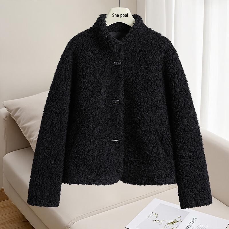 Her Pond Women s Lambswool Blend Sherpa Stand Collar Jacket L