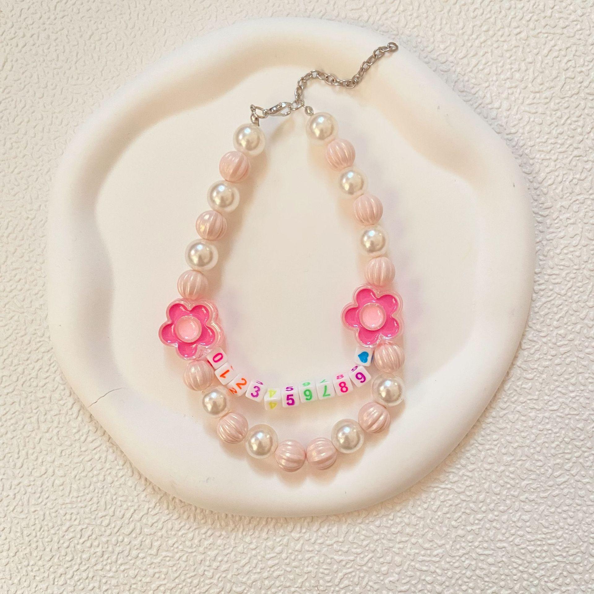 

Spring and summer small fresh pet necklace HyunA flower puppy cat pearl can be customized number accessories ins style S:25.5+5cm розовый