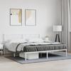 Metal Bed Frame with Headboard White 183 x 213 cm