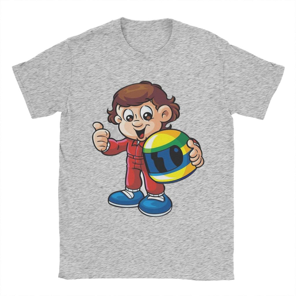 Cute Senninha Ayrton Senna Tee Shirt for Men Women Graphic Printed T Shirts Cartoon 100% Cotton Clothing