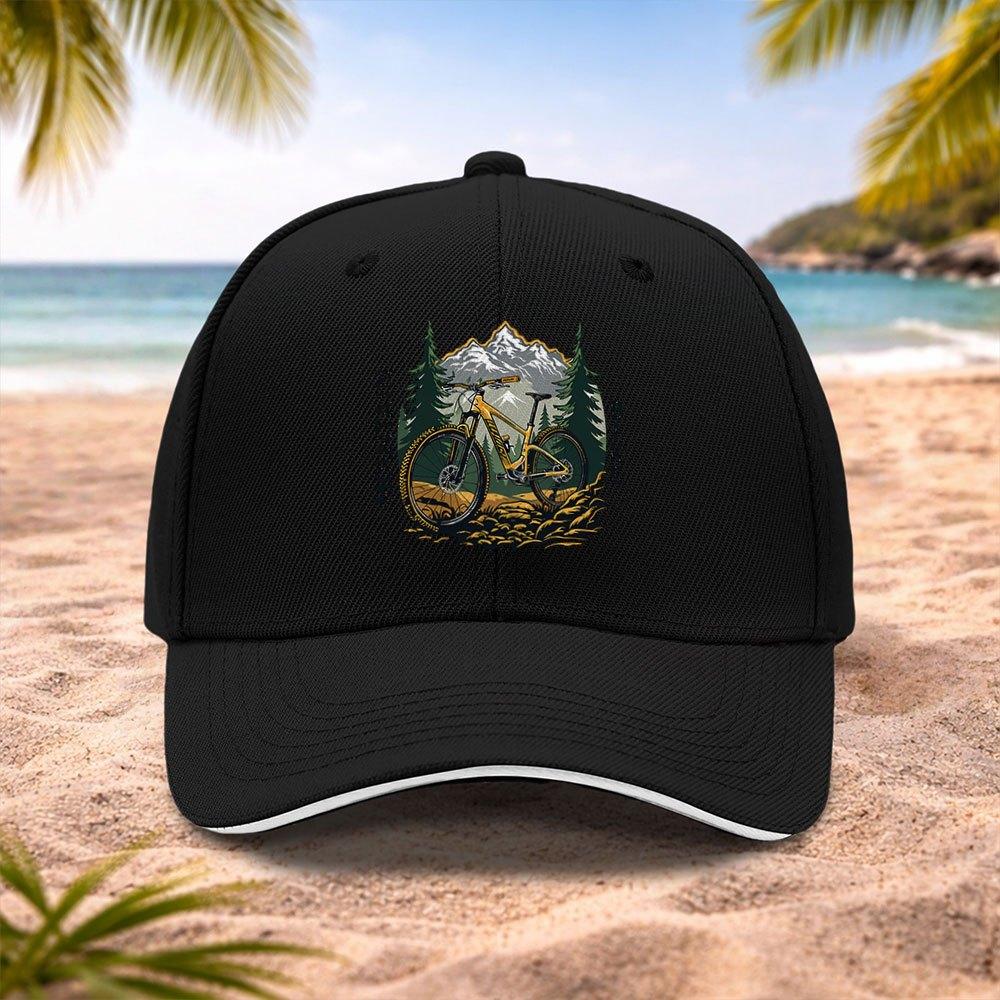 Mountain Bike Pattern Baseball Cap Lightweight Adjustable Unisex for Running Fitness Outdoor