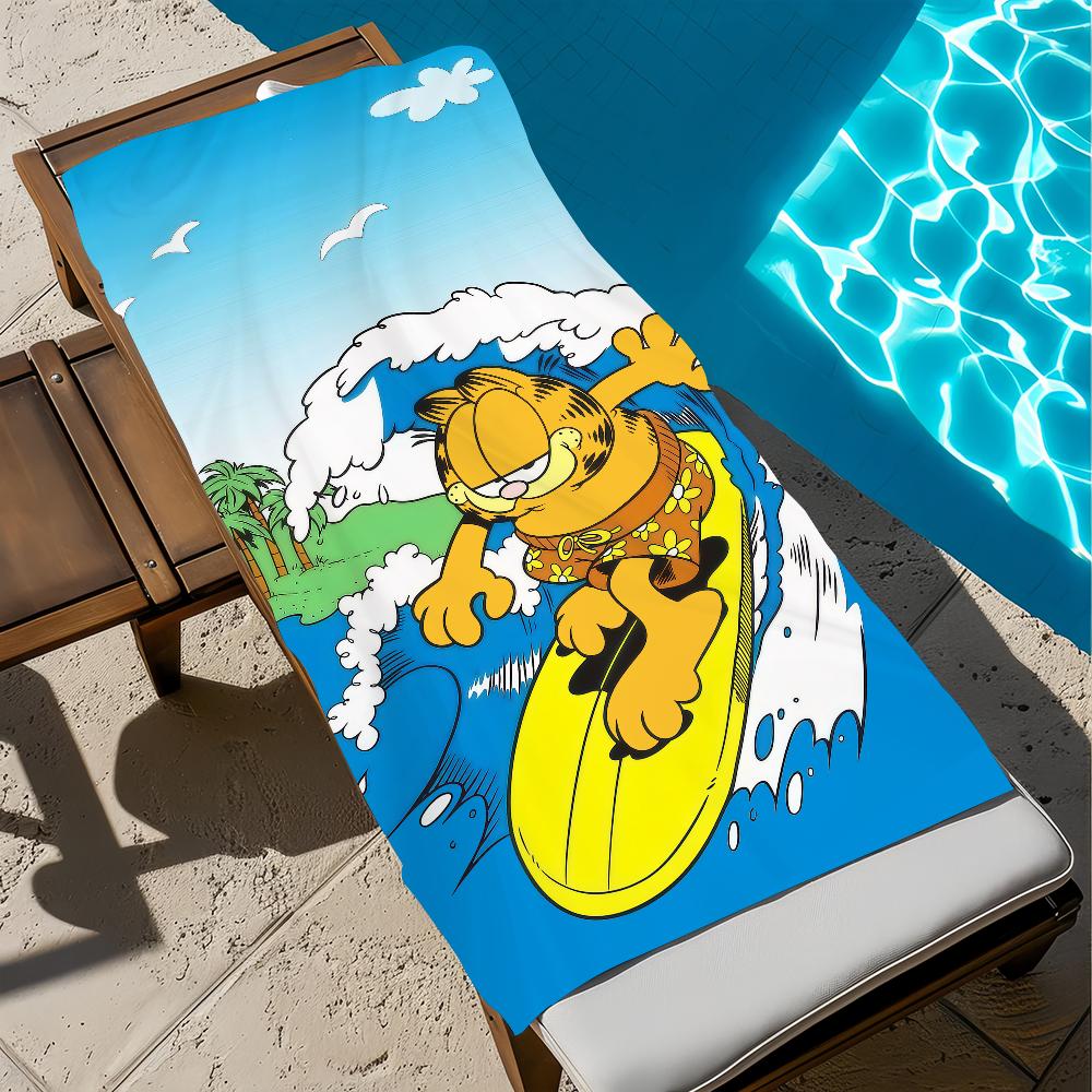 cute fun cartoon art cat Towel soft Beach Towels Trip swim Pool bathing G-GarfieldS Towel Gym Spa home Decor Gift Holiday