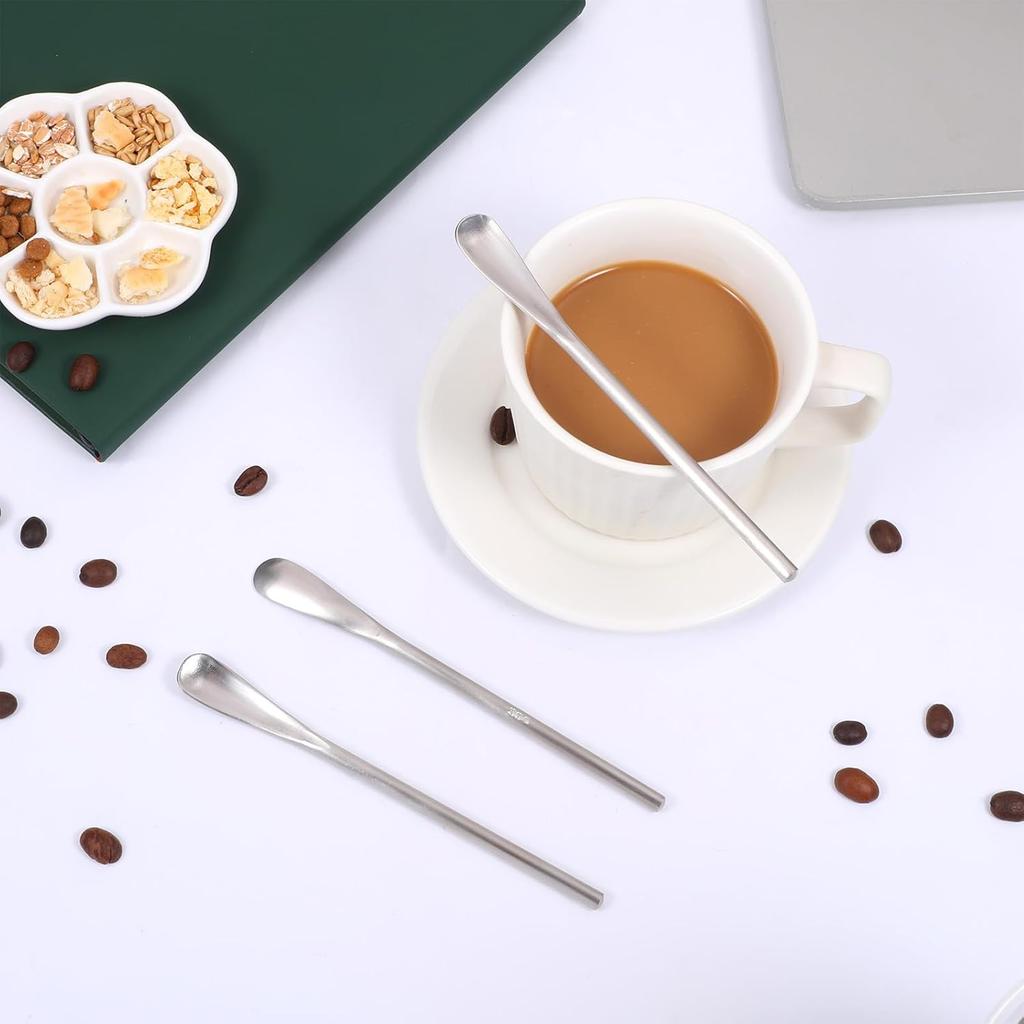 4PCS Stainless Steel Coffee Stirring Spoon, 5inch Coffee Stirrers Ice Tea Spoon, Beverage Cocktail Stirrers Stir, Tiny Salt Condiment Spoons, Drink