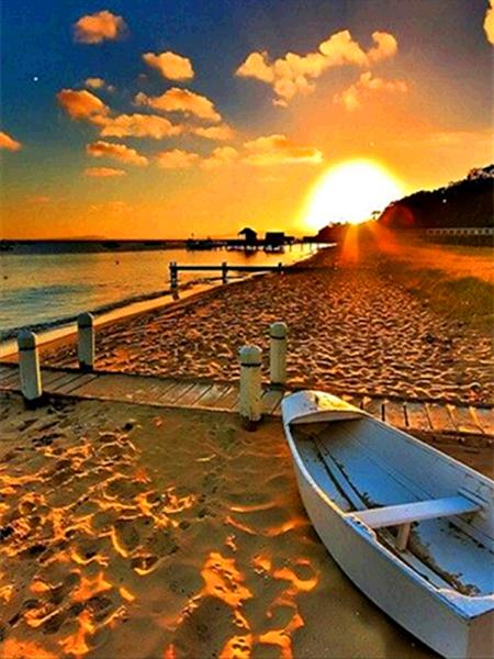5D Diamond Painting Sunset Love Beach DIY Round Full Diamond Embroidery Kit Landscape Home Decoration Crafts