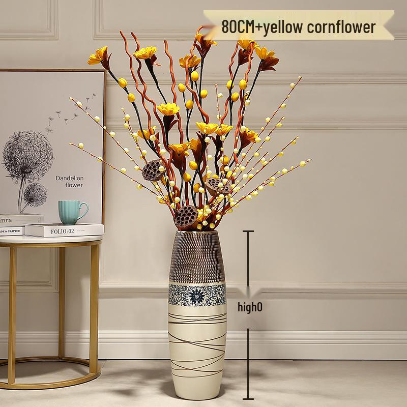 Large European-Chinese Ceramic Floor Vase for Home and Living Room Floral Decor