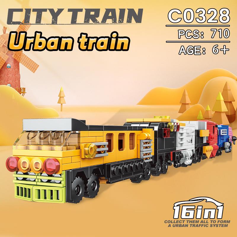 

Boys And Girls Car Model City Train Fire Truck Toy Police Car 16 In 1 Assembly Diy Building Block