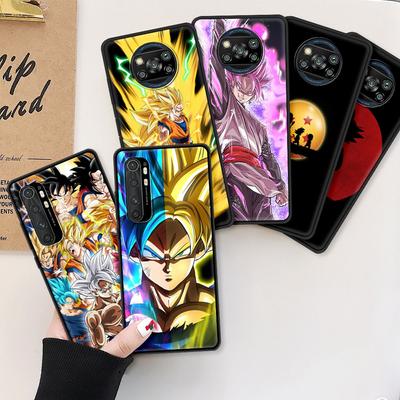 Fodral för Xiaomi Mi Poco X3 NFC 10T Pro 5G M3 Note 10 Lite 9T 11 Black Luxury Printing Mjukt telefonskal Son Gokus D-Dragon-Ball