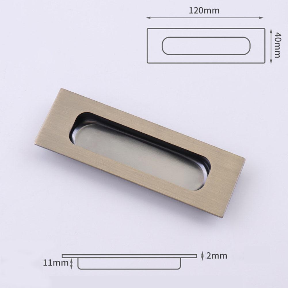 2MM Thick Door Knobs Handle 4mm Screw 120*40mm Embedded Oval Square Stainless Steel Wardrobe Invisible Cabinet