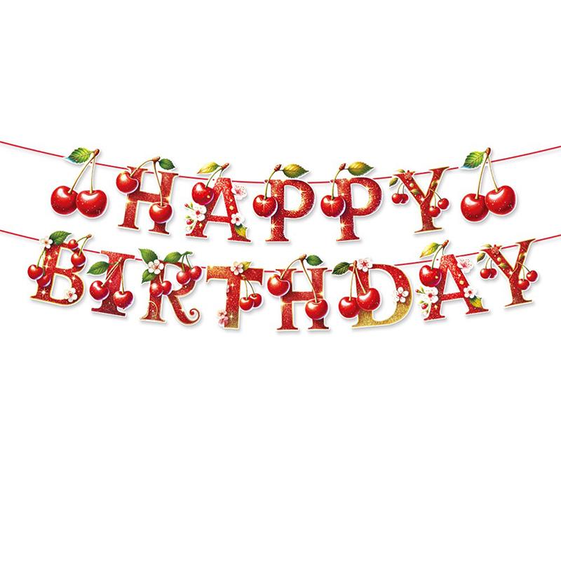 Cherry Birthday Party Decoration Banner Spiral Pendant Birthday Party Decoration Supplies