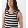 MD Summer Women Clothes Navigation Series Black and White Stripe Lace Knitted I-Shaped Vest Sleeveless T-shirt Top 6811701