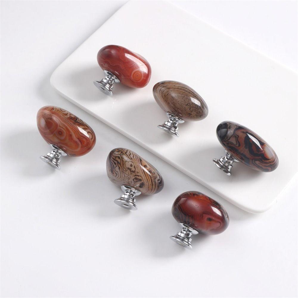 Agate Stone Wardrobe Handle Aluminum Alloy Base Cabinet Pulls Durable Drawer Knobs