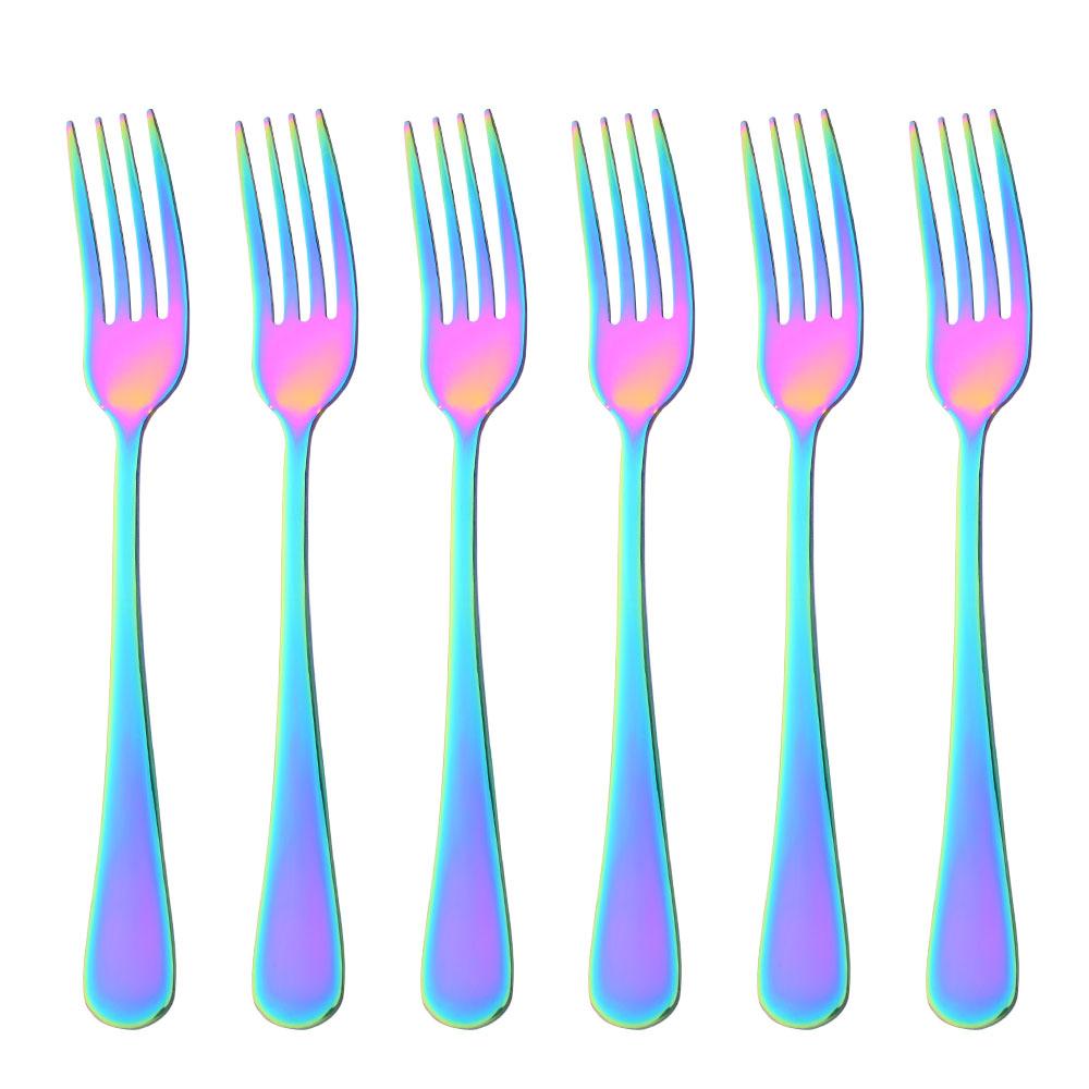 Drmfiy Dinner Forks Stainless Steel Dinnerware Set 6 Piece Snack Dessert Forks Tableware Salad Fork Cutlery Kitchen Utensils