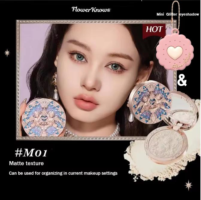Flower Knows Body Glitter Little Angel Relief Highlight Face Powder Iluminador Makeup Contour Highlighter Palette 8g/0.3Fl.oz