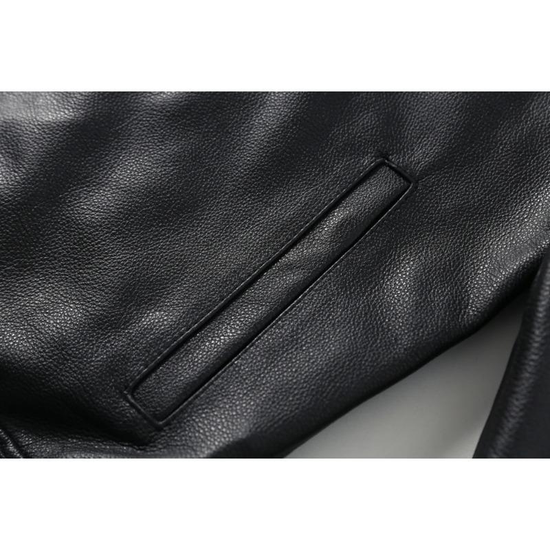 Chinese Size Men Leather Jacket 100% Real Cowhide Black Brown Men's Genuine Leather Coat Male Skin Clothing Autumn Spring Asian Size M601