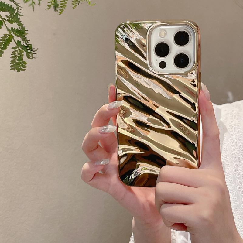 3D Electroplated Wrinkle Pattern Phone Case for iPhone 16 Pro Max, Compatible with Apple 15/14/13, Premium Feel