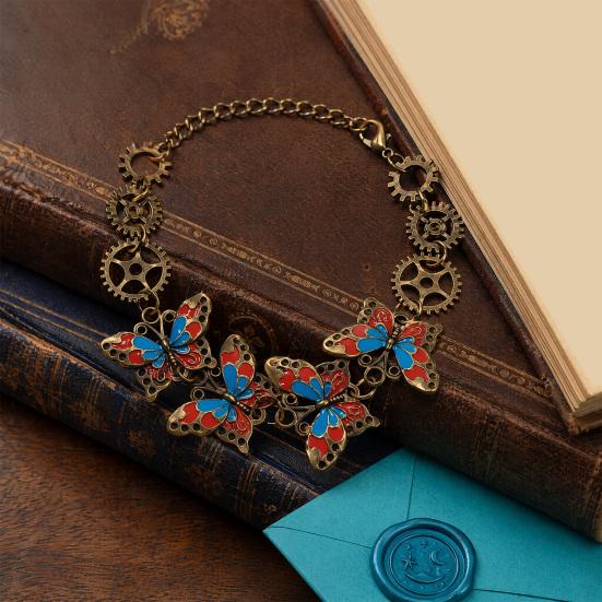Palace Style Bracelet, Butterfly Gear Bracelet with Strong Enamel Technology, Adjustable Chain Women Bracelet for Jewelry Gift