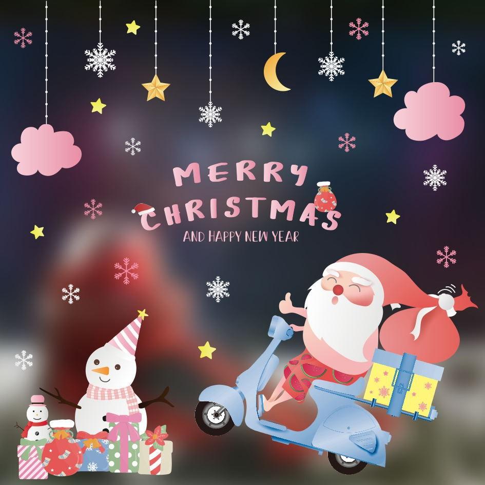 New Pvc Christmas Static Cling Window Decor Featuring Festive Santa Claus Design