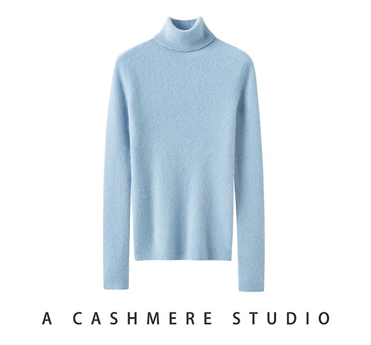 Women's Slim Fit High-Neck Pure Cashmere Sweater, Perfect for Autumn/Winter, Flattering Base Layer Knitwear by Consinee.