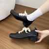 Fashion Autumn Vintage Lace Up Women Mary Jane Shoes Elegant Square Toe Party Dress Ladies Design Leather Pumps