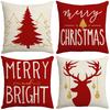 New Christmas Cartoon Pillow Cover Sofa Bedside Linen Printed Gift Square Cushion Cover