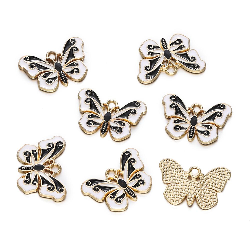 10Pcs Enamel Alloy Metal Butterfly Pendant Butterfly Charms For DIY Necklace Bracelet Jewelry Making Accessories