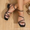 Women's Simple Style with Summer Open-toed Sandals, New Versatile Square Head High-heeled Sandals