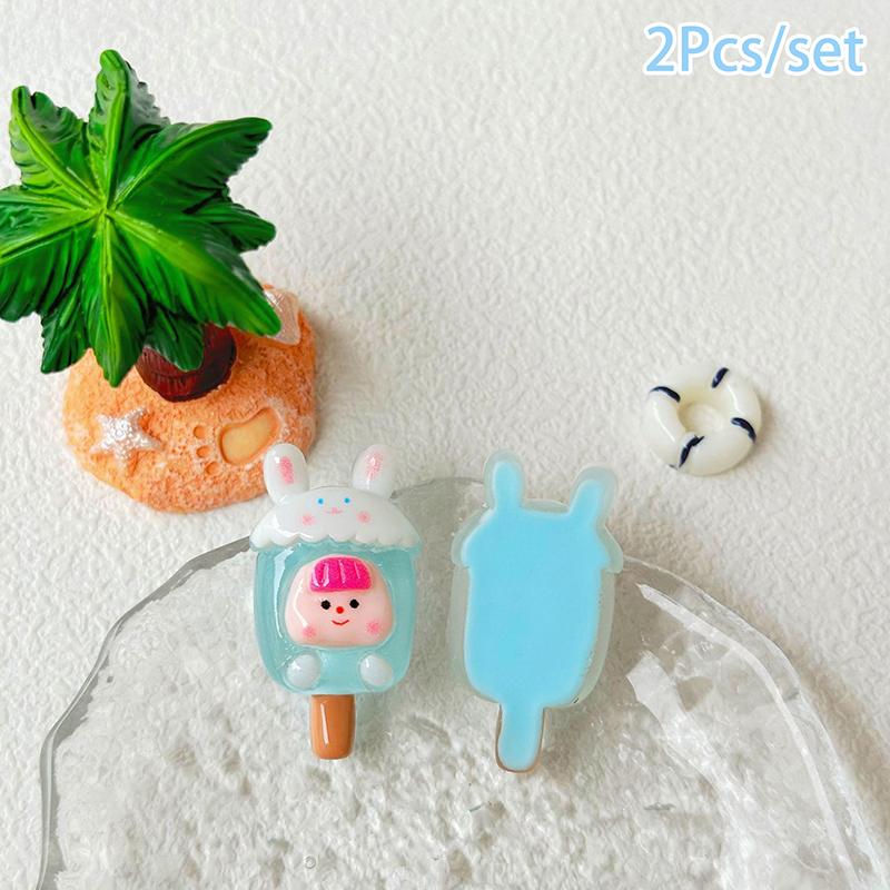

2 шт. светящаяся кукла-мороженое, микро-ландшафтная фигурка, украшение, уличная светящаяся миниатюрная статуэтка, горшечные мини-садовые аксессуары синий