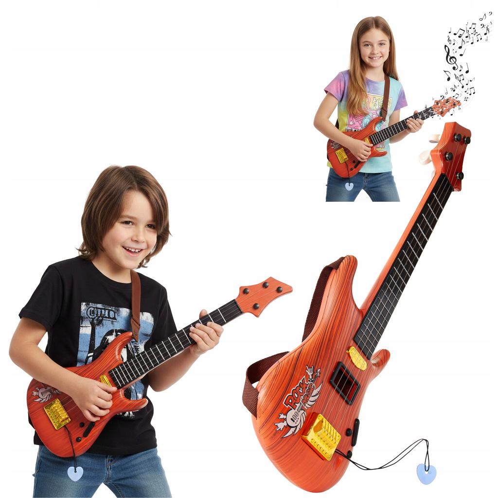 Zabawka Gitara Dla Dzieci Duża Gra Instrument 49 Cm Struny Etui