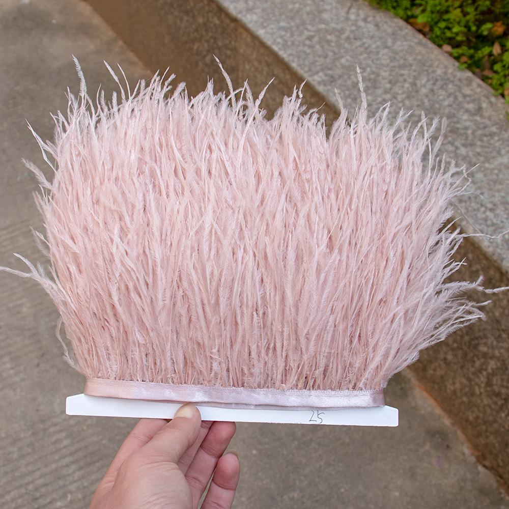 8-10Cm Ostrich Feather Trims For Skirt Natural Ostrich Feathers On Tape Ribbon Decoration For Dresses Carnival Accessories