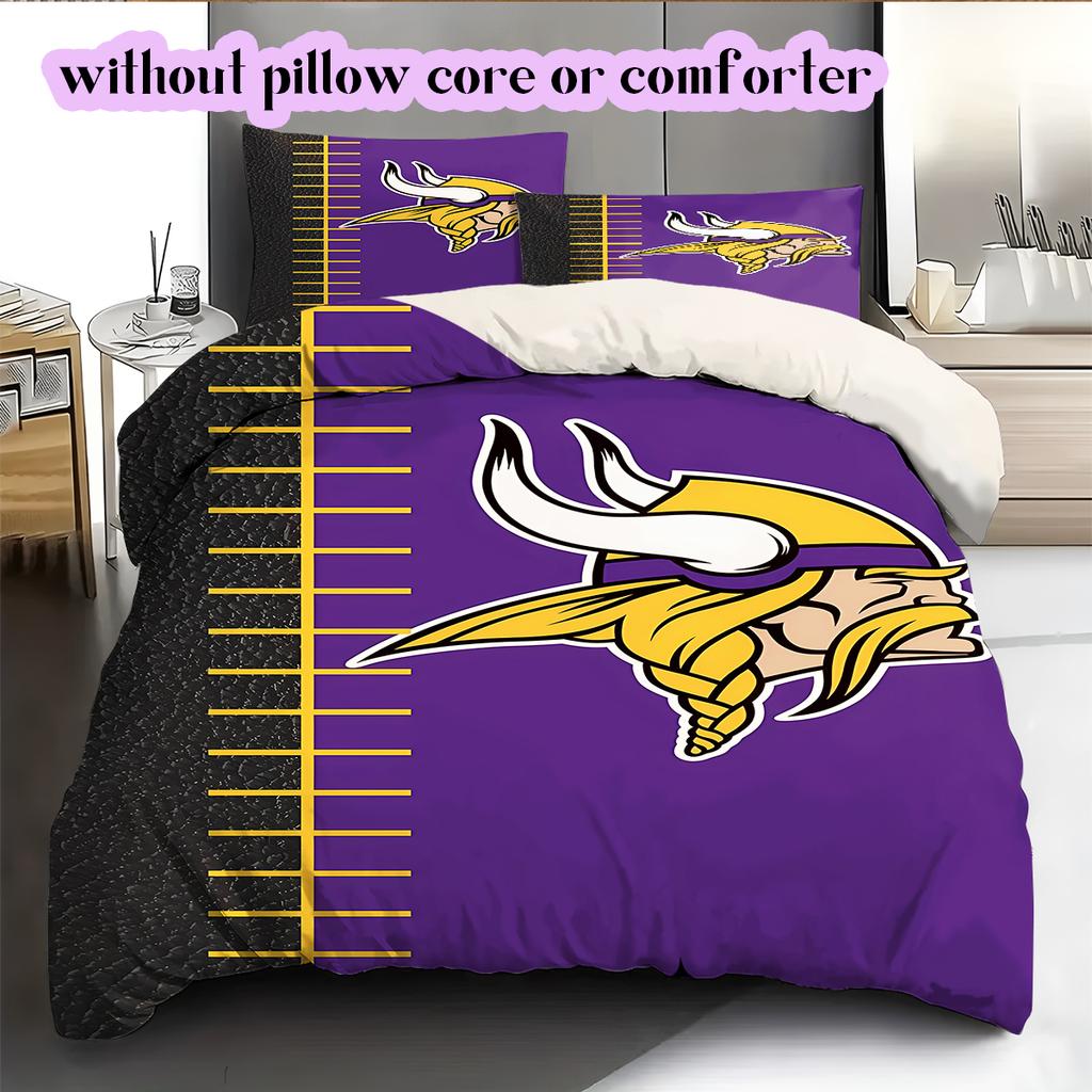 football Logo Pattern Bedding Quilt Set Quilt Cover Pillowcase Home Decoration Birthday Gift (1*duvet cover+ 2*pillowcase, without core)