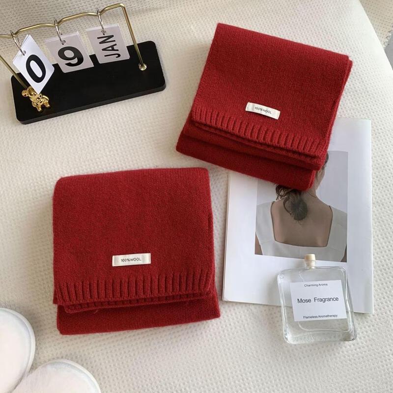 USERJOY Women's 100% Pure Wool Red Scarf