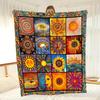 Colorful Mandala Sunflower Art Blanket - Vintage-Inspired Soft All-Season Cozy Throw for Sofa, Bed & Nature Lovers Gift