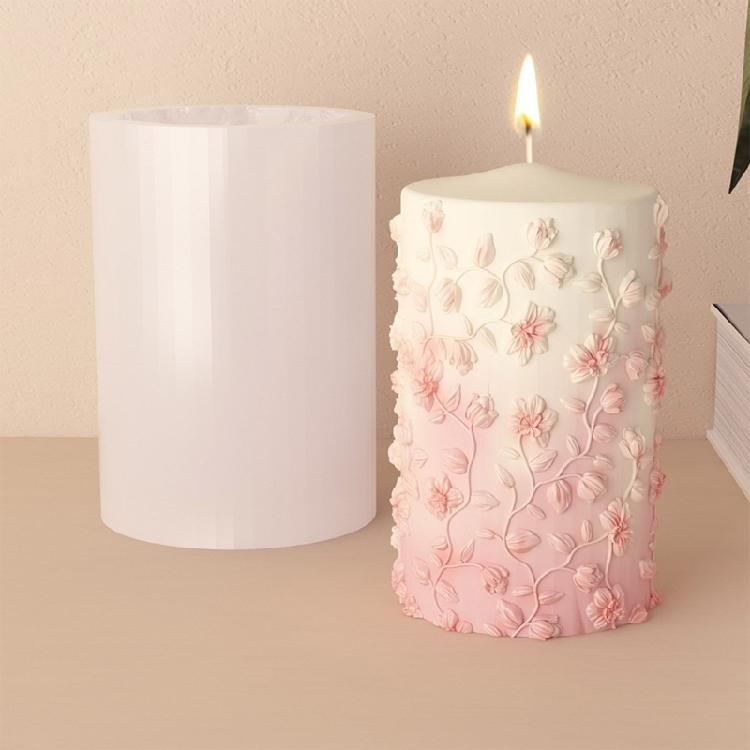 Easy to Use Sturdy Silicones Molds Home Accessory Portable for Customes Candle Creation with Fine Flowers Embossments