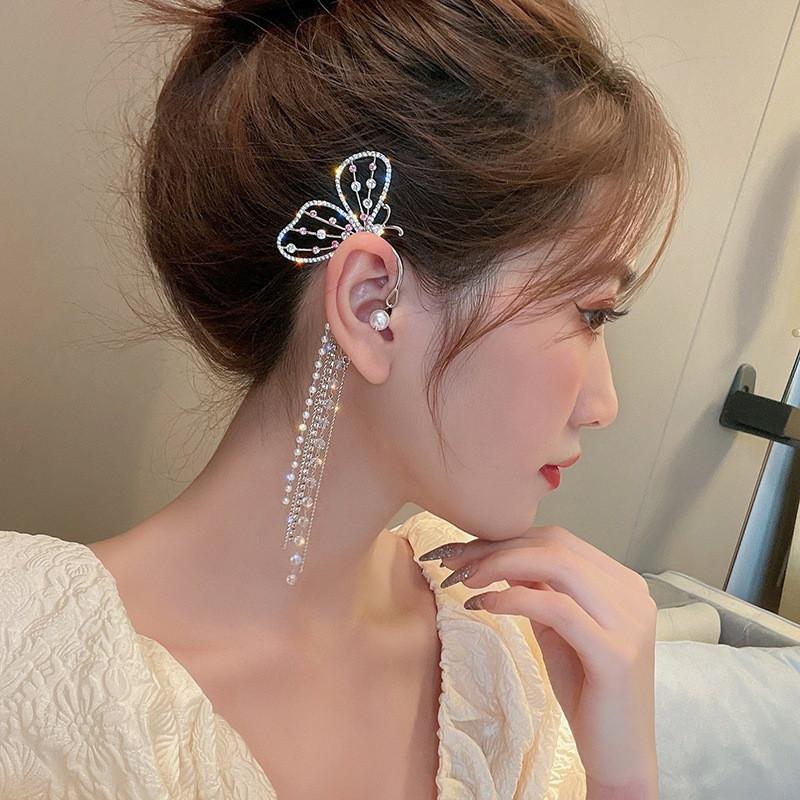 Sterling Silver Fashion Hollow Butterfly Dangle Stud Earrings Women Metal Big Wing Symmetry Earring Party Jewelry