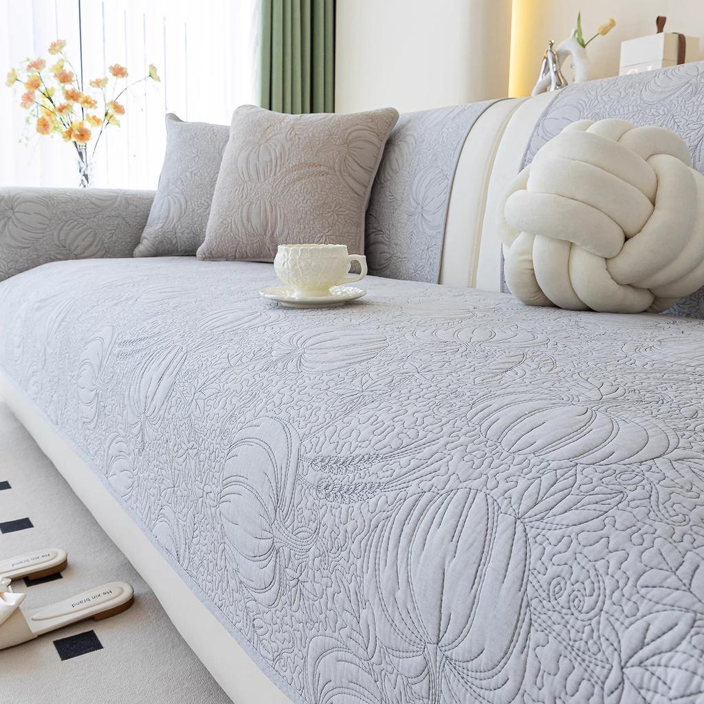 Baumwoll-Sofakissen Universalstoff Rutschfester Sofabezug Creme Wind Wohnzimmer Gerade Reihe Sofasitzkissen Sommer