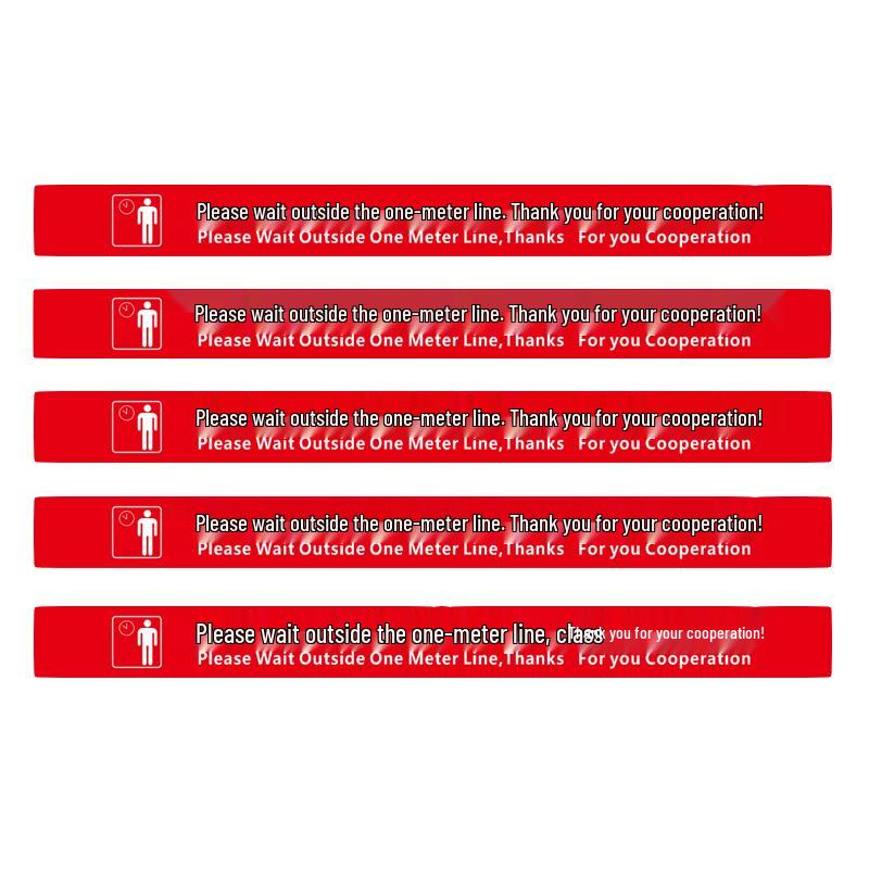 Minggu Anti-slip Social Distancing Floor Decal - Red, 9x100cm
