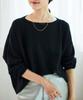 Le Coeur Blanc Milan Rib Hem Round Hand Size Black Pullover, Washable, 3048028401,