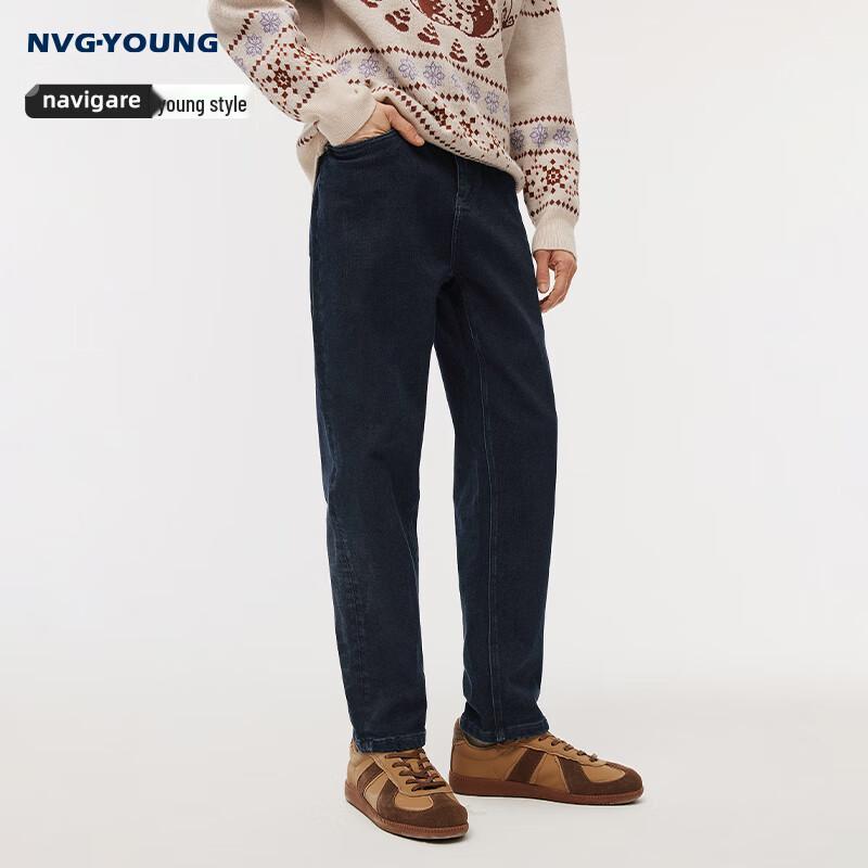 NVG·YOUNG Men s Tapered Fleece-Lined Denim Jeans 32