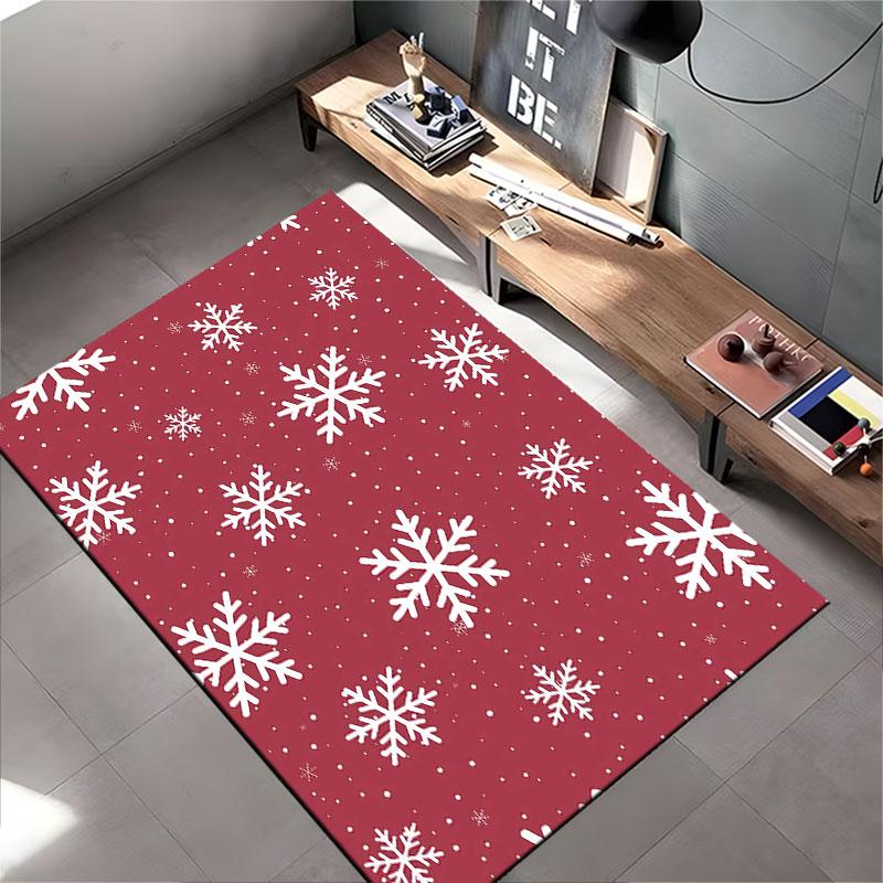 Red Carpet with White Snowflakes Suitable As a Non-slip Mat for the Living Room or Bedroom Sofa